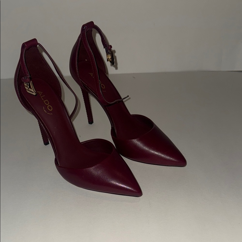 Aldo Red Stiletto Heels with Ankle Strap